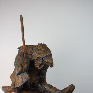 le berger: grès oxydé H36x53x23 cm